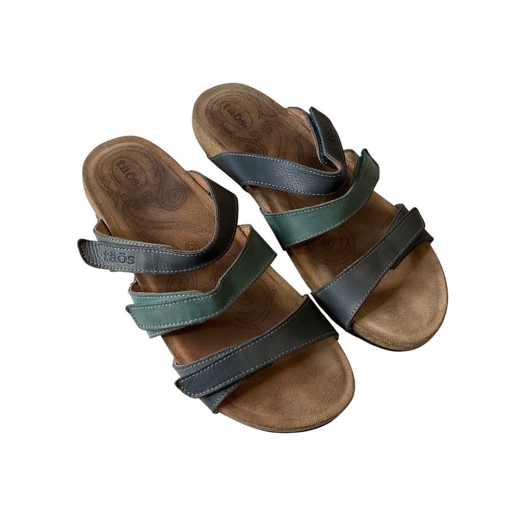 Taos Leather Slip On Flat Sandals Adjustable Comfort Hiking Outdoor Gorpcore 9.5